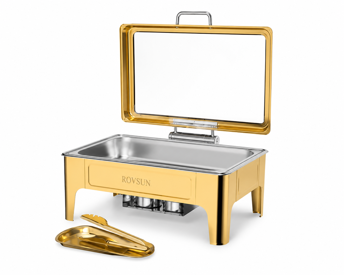 Gold Rectangular Chafing Dish w/ Hydraulic Lid (9 Qt.)