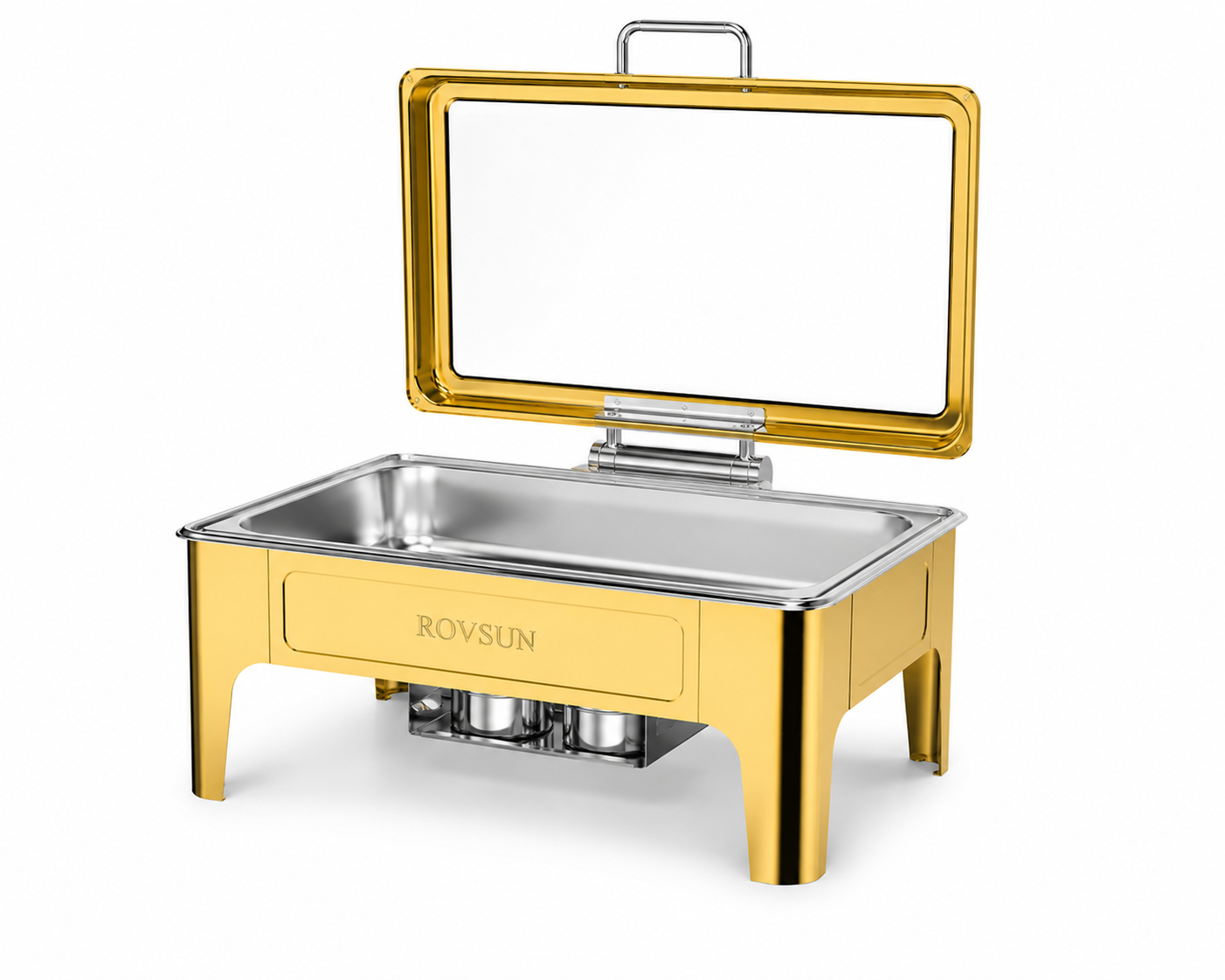 Gold Rectangular Chafing Dish w/ Hydraulic Lid (9 Qt.)