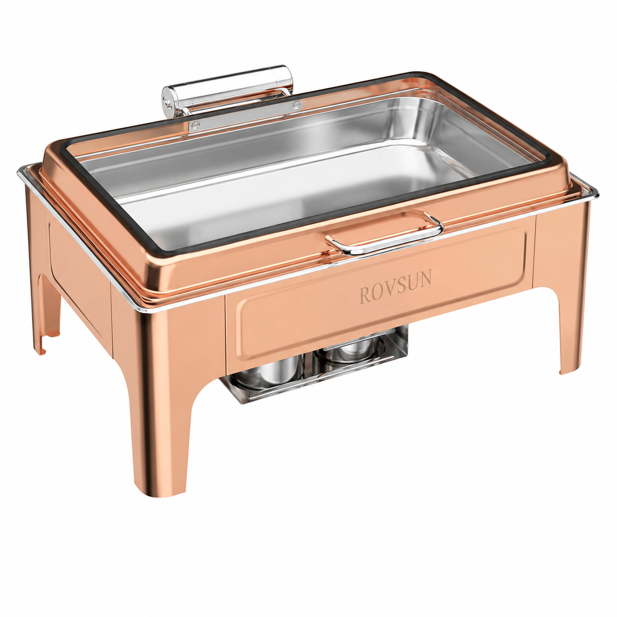 Copper Rectangular Chafing Dish w/ Hydraulic Lid (9 Qt.)