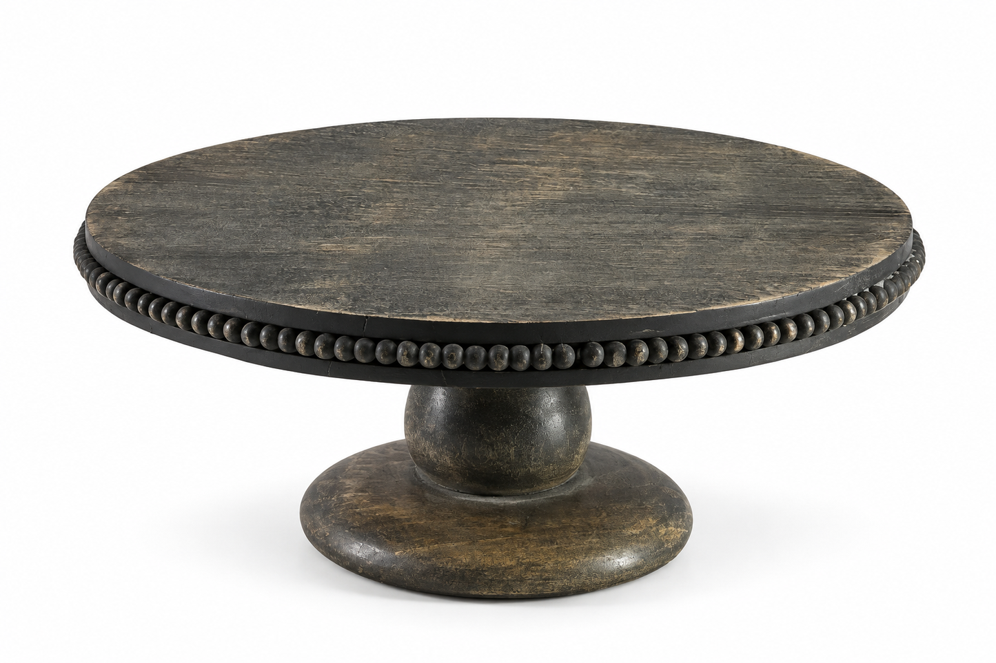 (Dairy) Dark Wooden Cake Stand w/ Beaded Rim