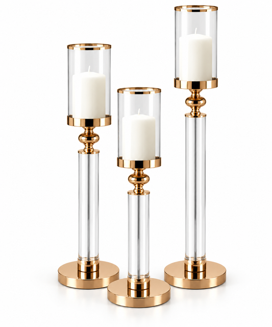 Gold Luminous Pillar Candle Holder