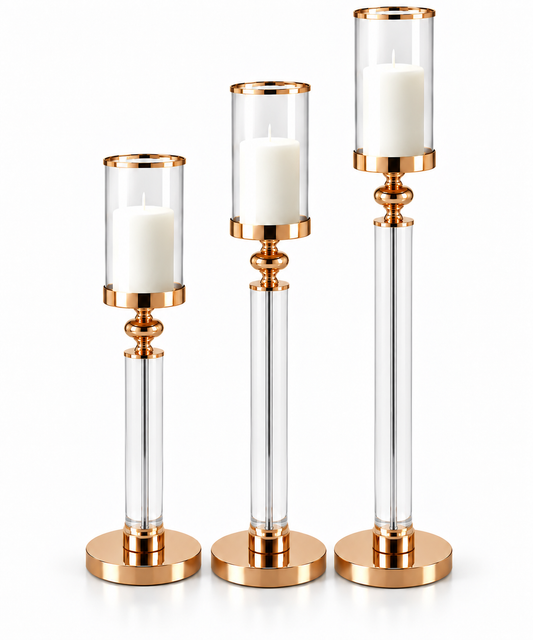 Gold Luminous Pillar Candle Holder