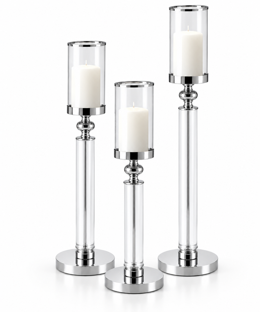 Silver Luminous Pillar Candle Holder