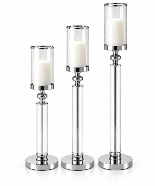 Silver Luminous Pillar Candle Holder