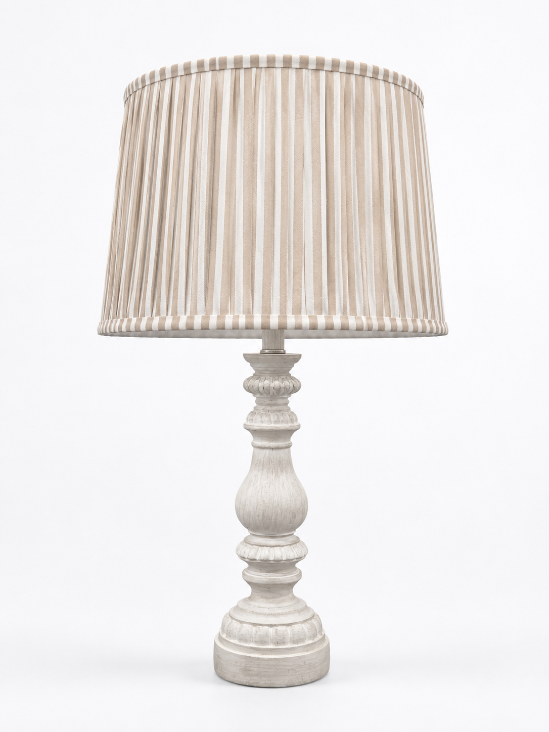 Sand Stripe Lampshade - White Wooden Stand