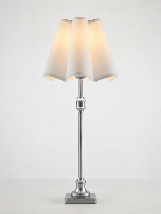 Scalloped Vela Lampshade Silver Stand