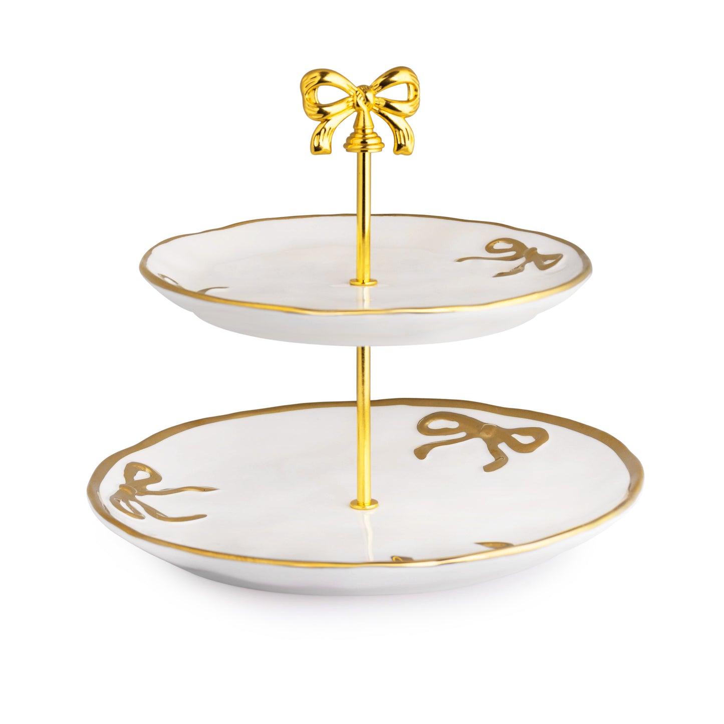 2-Tier Golden Ribbon Cake Stand