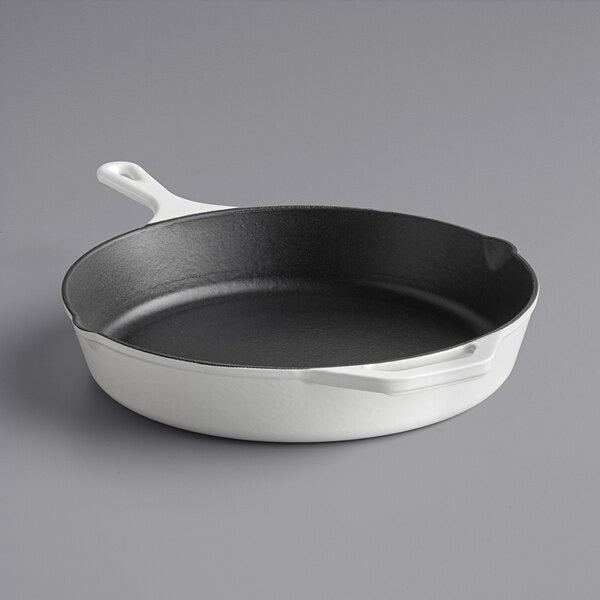 White Cast Iron Skillet with Handle 12"