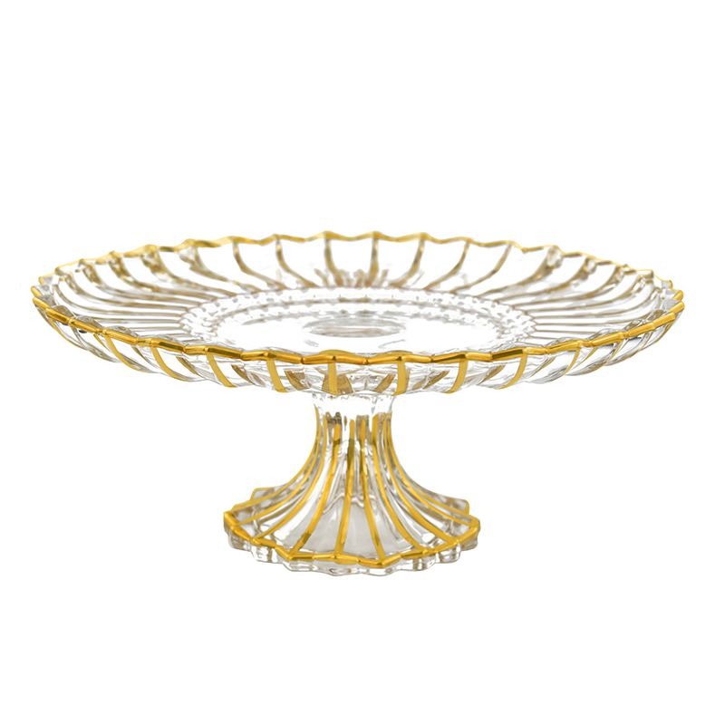 Aura Gold Lined Glass Round Cake Stand