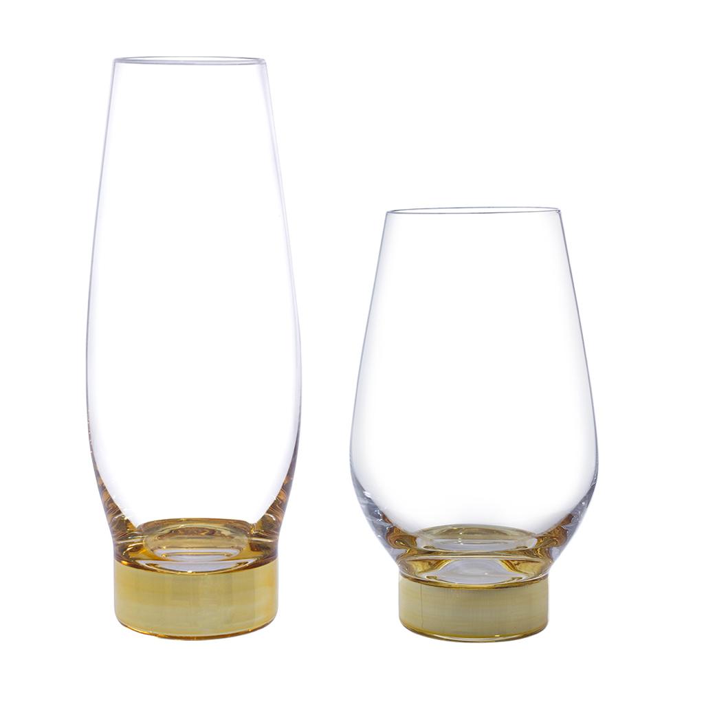 Column Clear and Gold Glass 8oz