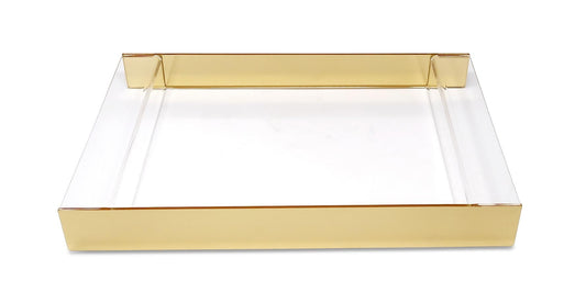 Acrylic Tray with 2 Gold Sides, 17.75"L x 11.75"W