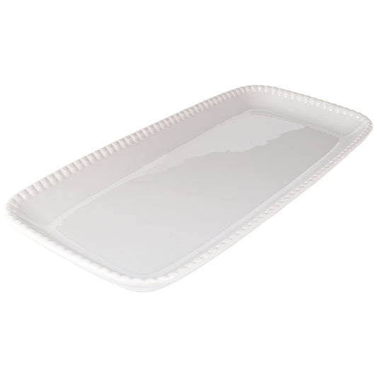Dairy Beaded Rectangular Tray 17x8"