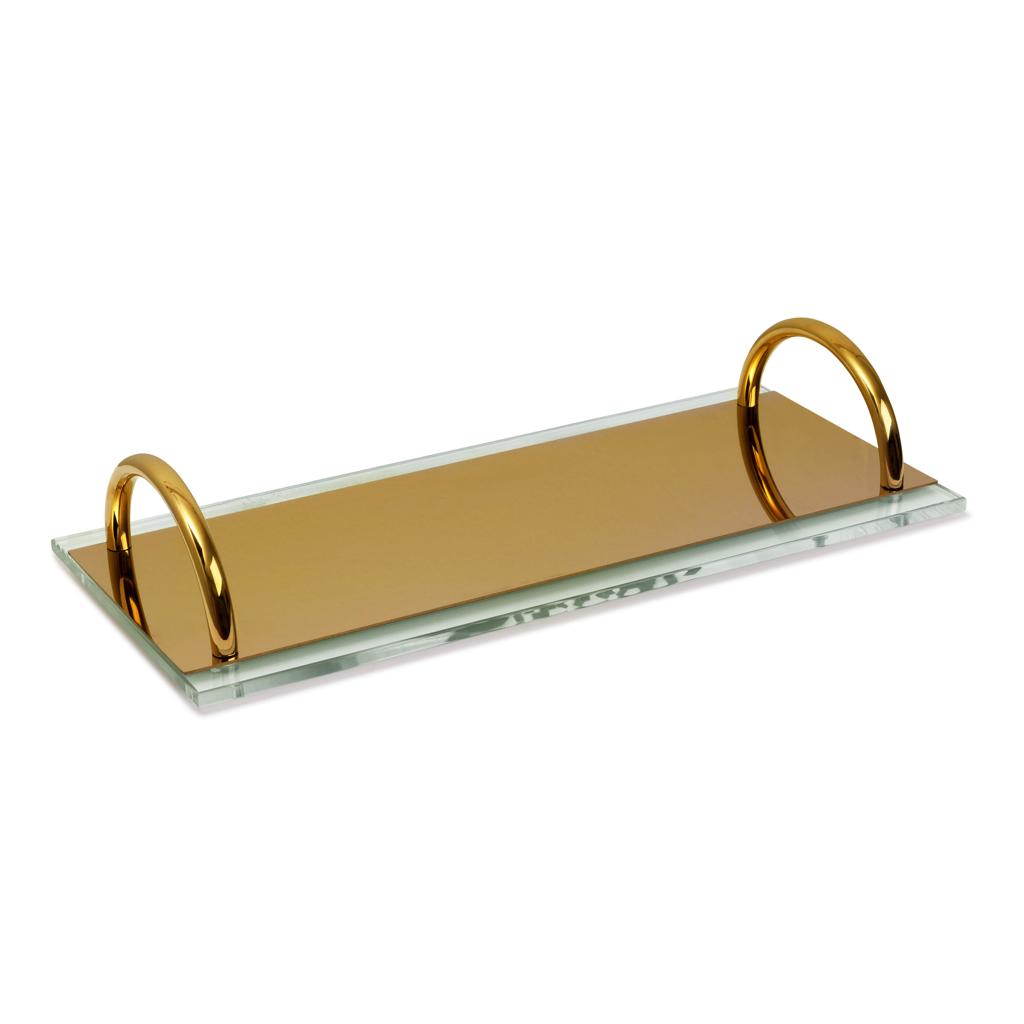 Gold Plated Passing Tray With Round Handle