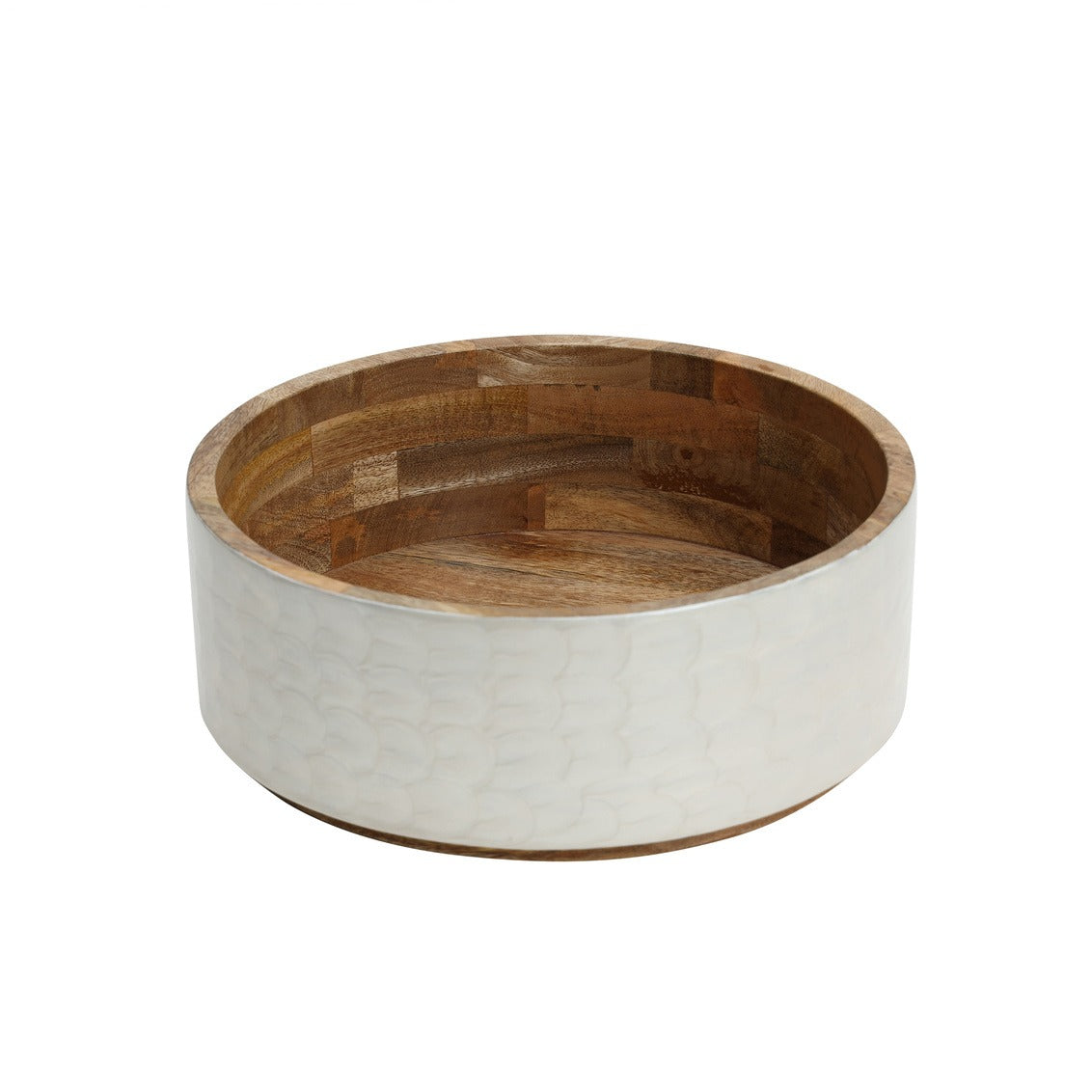 White Pearl Wood Salad Bowl Large