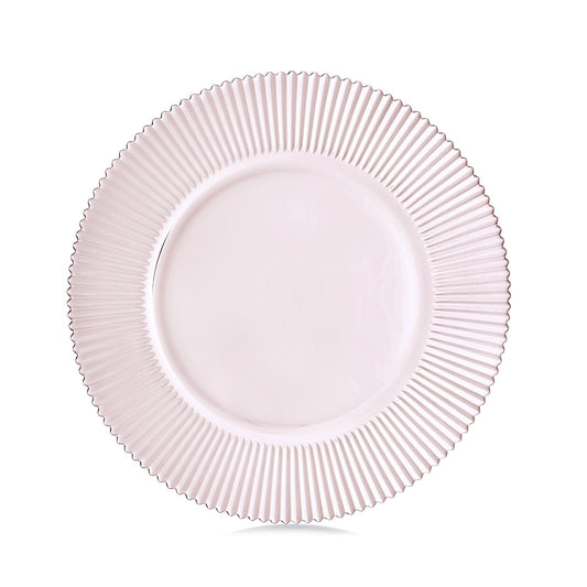 Rippled Glass Charger- Light pink
