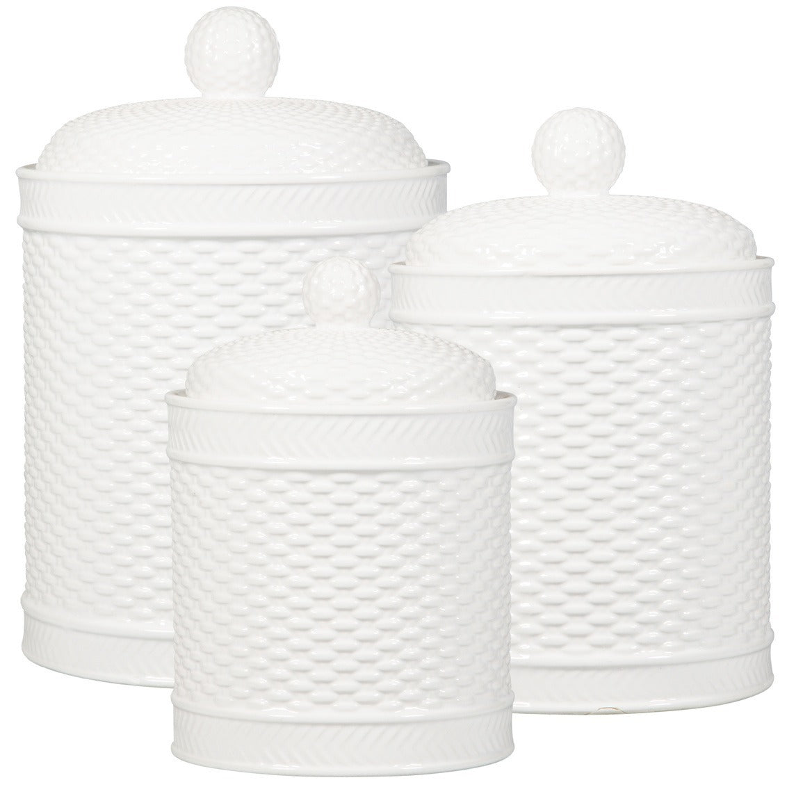 White Basket canister jars