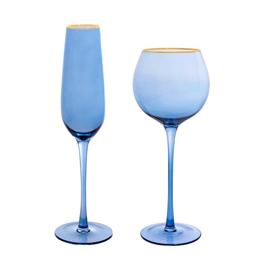 Platinum Blue Glass With Gold Rim