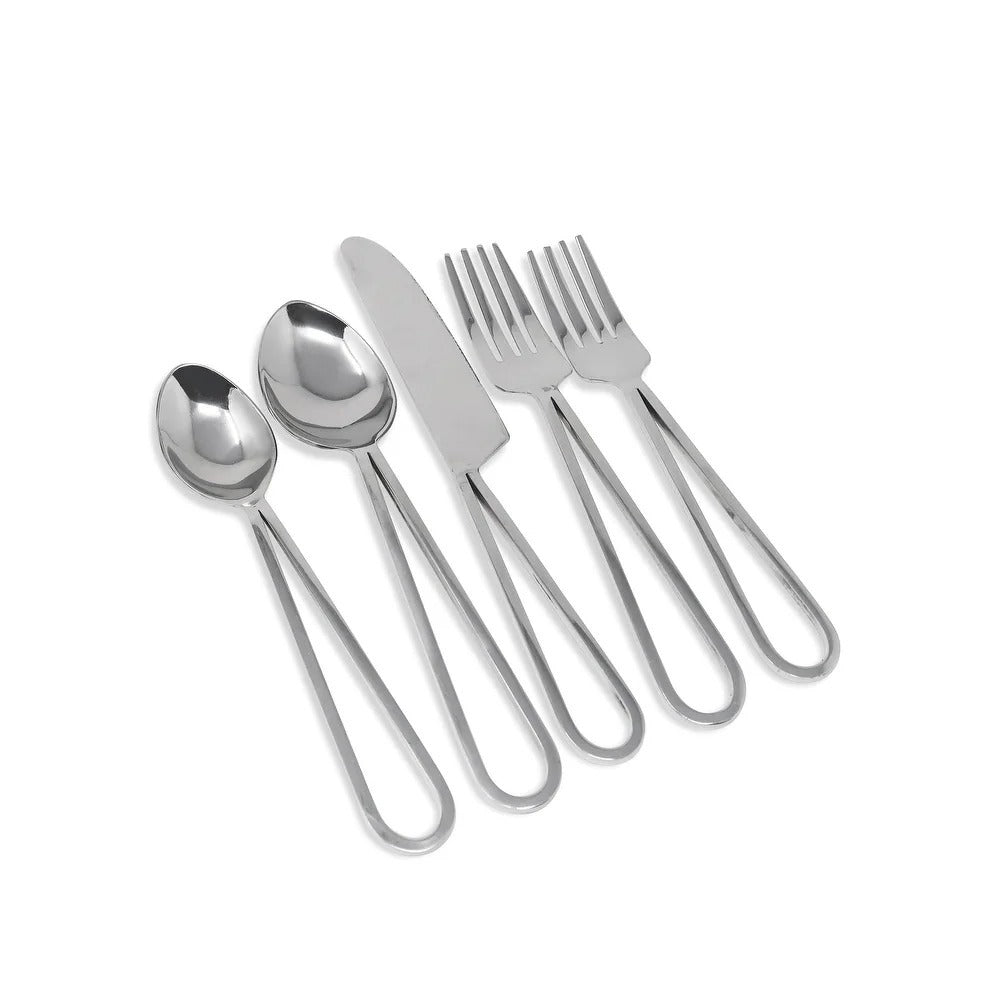 Silver Set with Loop Design Handles Flatware