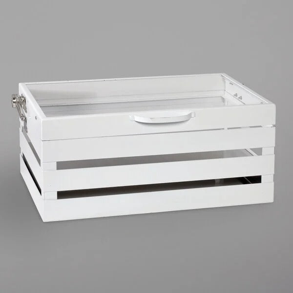 White Metal Crate Chafing dish Stand with Self-Closing Lid