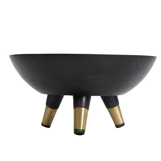 Black/gold Wood Bowl W/ Legs