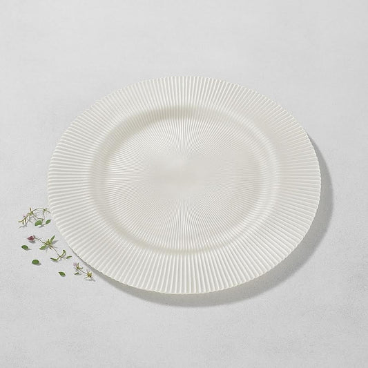 Melody Ribbed Glass Charger- Pearl