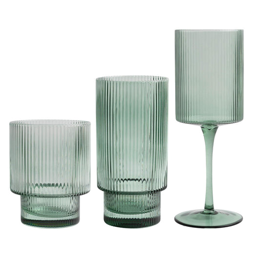 Rippled Green Glassware