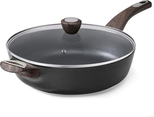 Black cast iron frying pan 6qt 13.3"