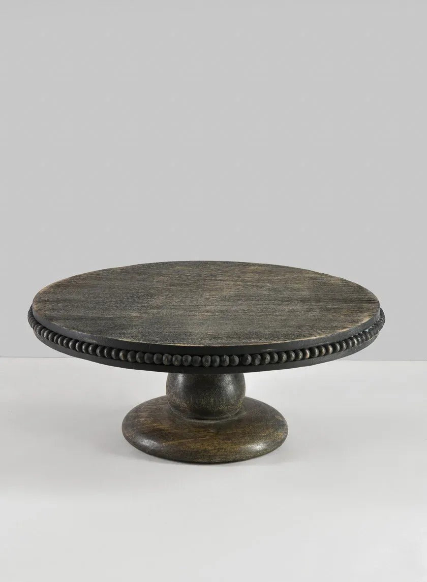 Dairy Dark Wooden cake stand with beaded rim
