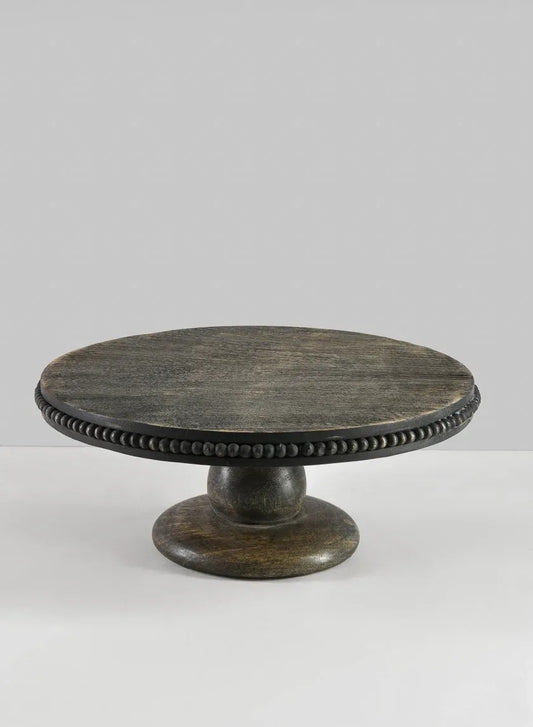 Dairy Dark Wooden cake stand with beaded rim
