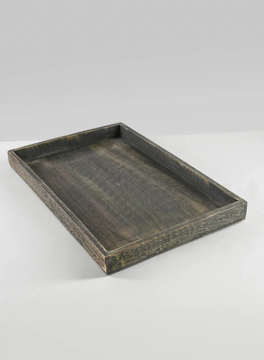 Dairy Dark Wooden Rectangular Serving Tray 18"