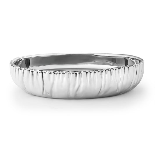 Stainless Steel Oval Serving Bowl With Ruffle Design