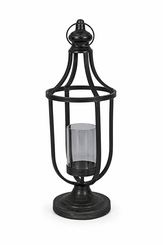 Black Metal Pillar Lantern Set (Candle Holder)