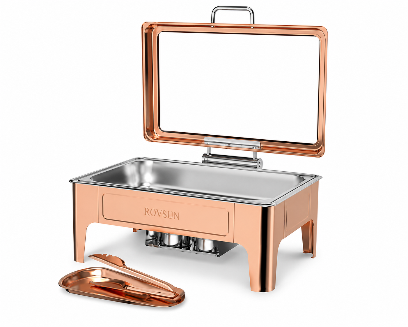 Copper Rectangular Chafing Dish w/ Hydraulic Lid (9 Qt.)