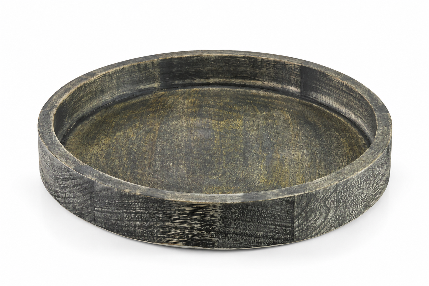 (Dairy) Dark Wooden Round Tray 14″