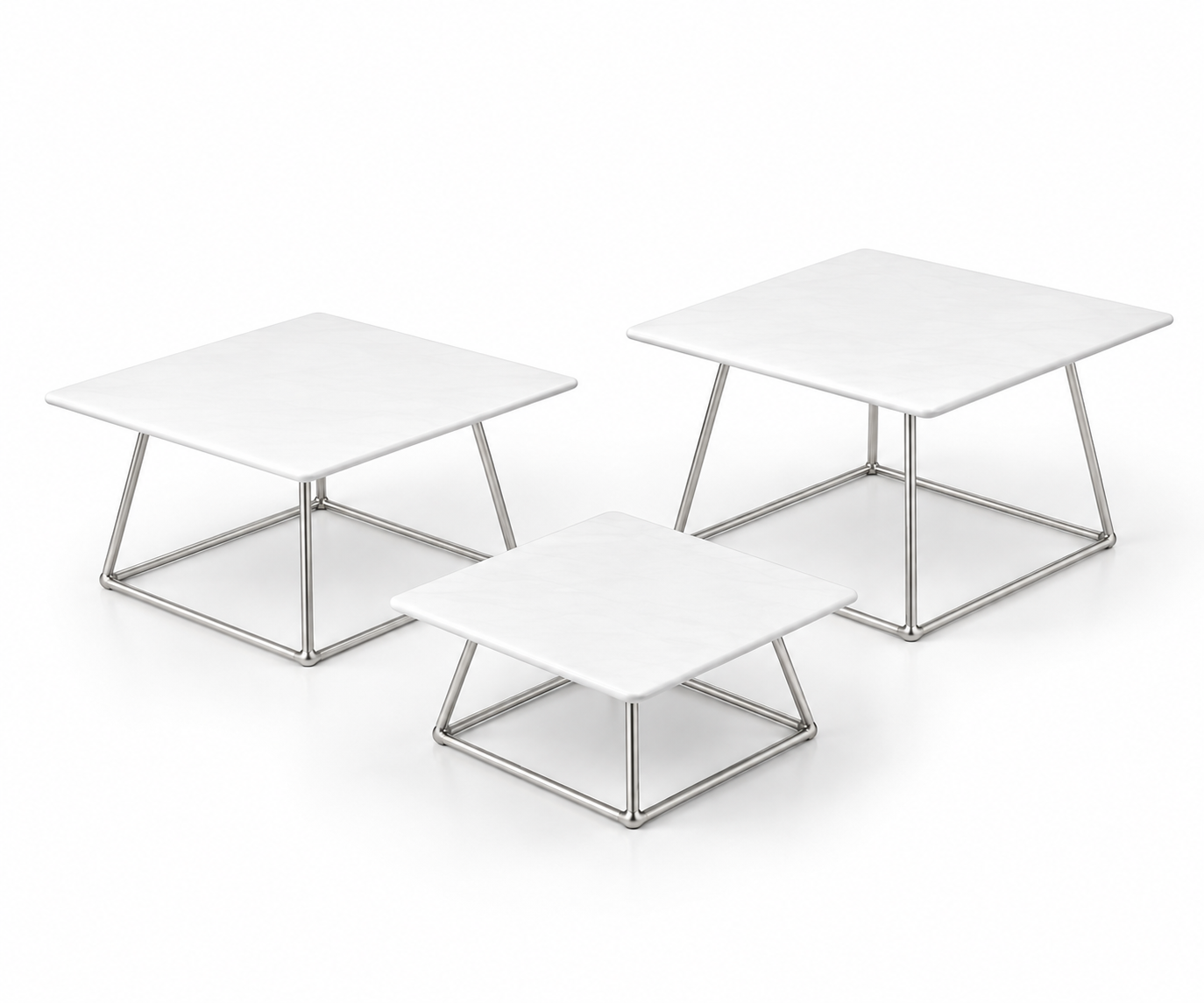 (Dairy) White China Flat Plate Chrome Risers