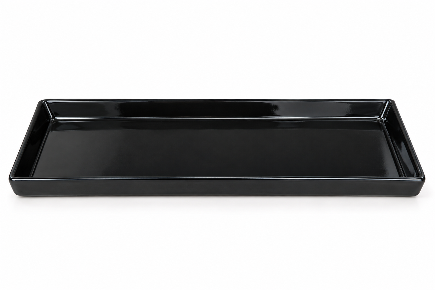 Glossy Black Ceramic Serving Tray