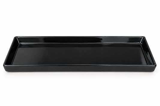 Glossy Black Ceramic Serving Tray