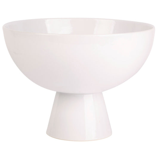 White Ceramic Fruit Bowl With Foot 10.25"