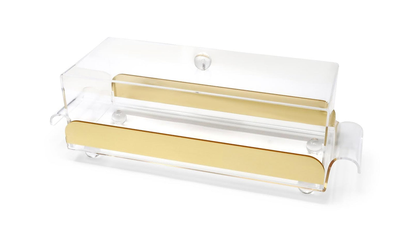 Acrylic Serving Tray with Cover, Gold Sides