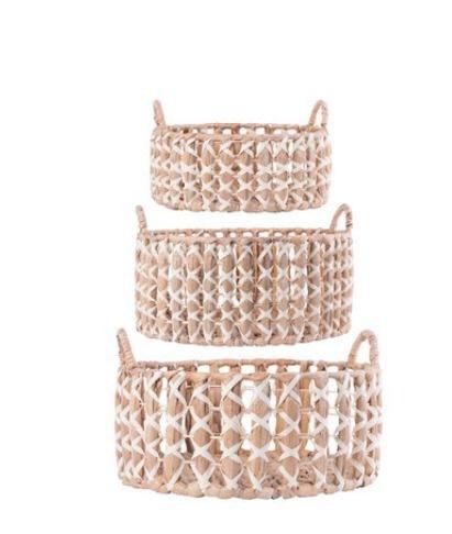 Water Hyacinth Baskets With White Trim