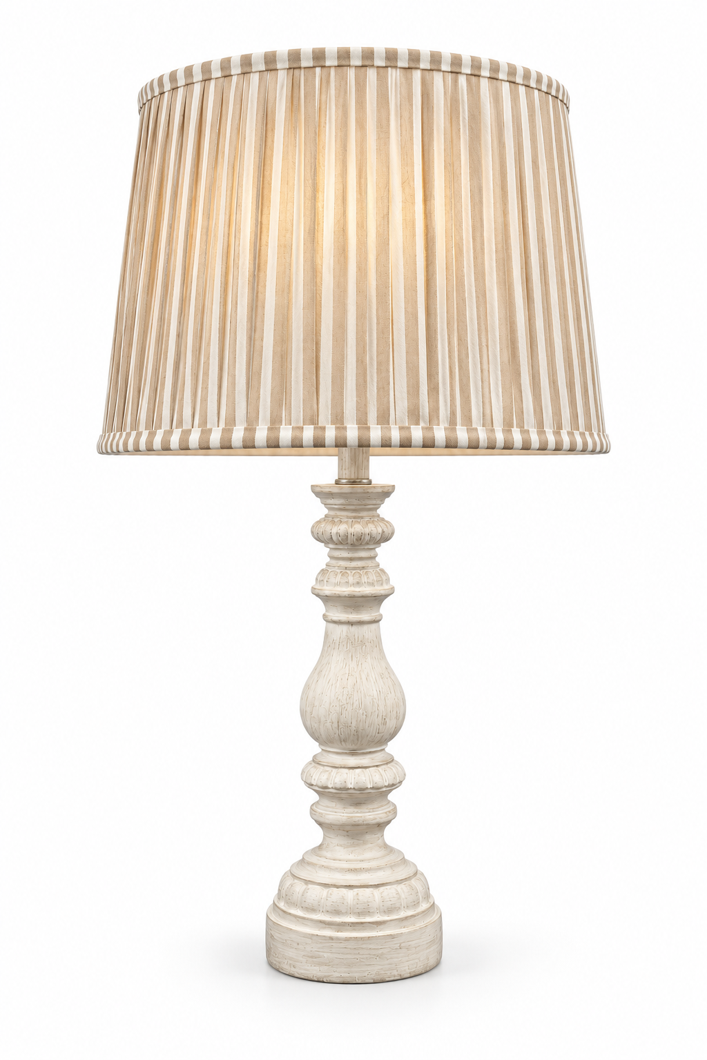 Sand Stripe Lampshade - White Wooden Stand