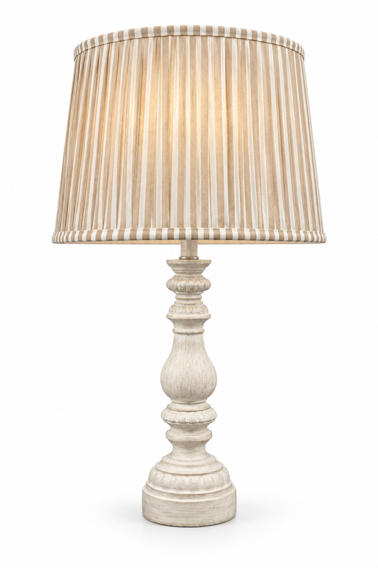 Sand Stripe Lampshade - White Wooden Stand