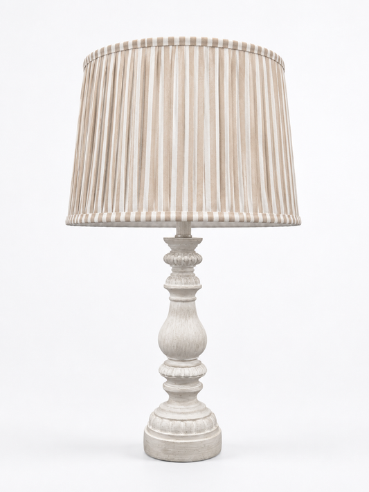 Sand Stripe Lampshade in White Wooden Stand