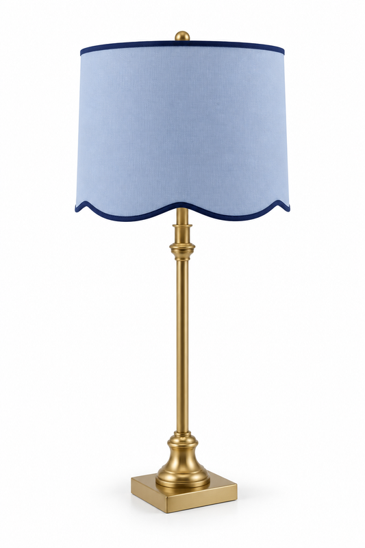 Scalloped Blue Lampshade