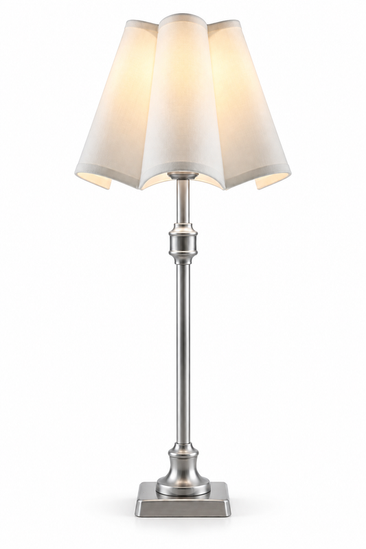 Scalloped Vela Lampshade - Silver Stand