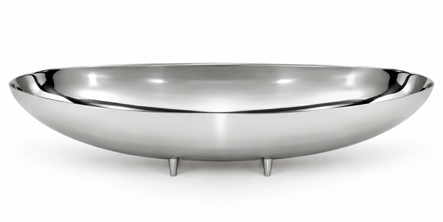 Sleek Silver Boat Bowl