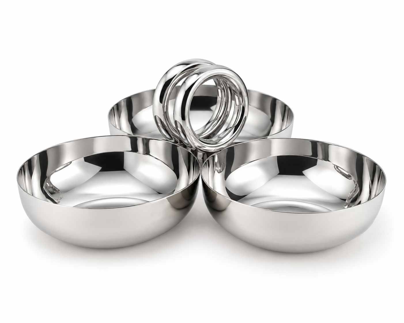 Sleek Silver Trio Bowl