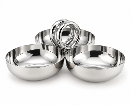 Sleek Silver Trio Bowl