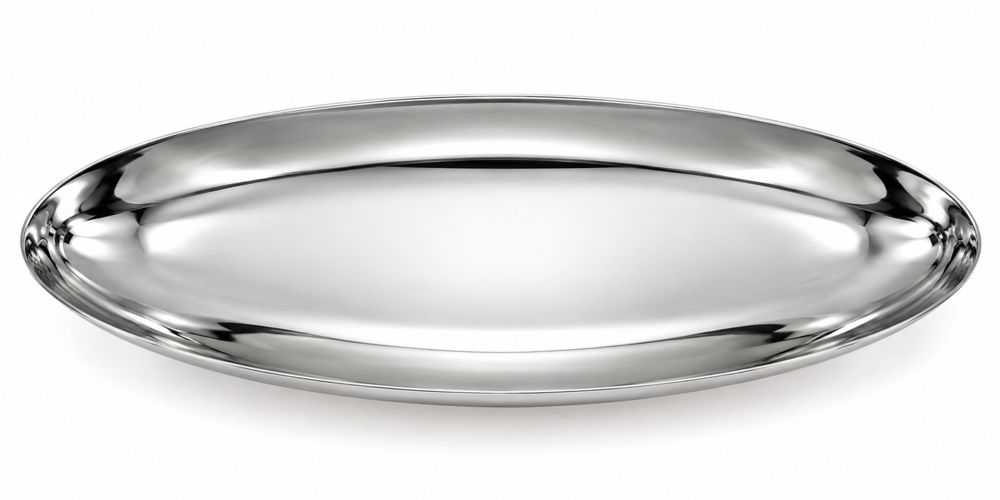 Sleek Silver Boat Bowl
