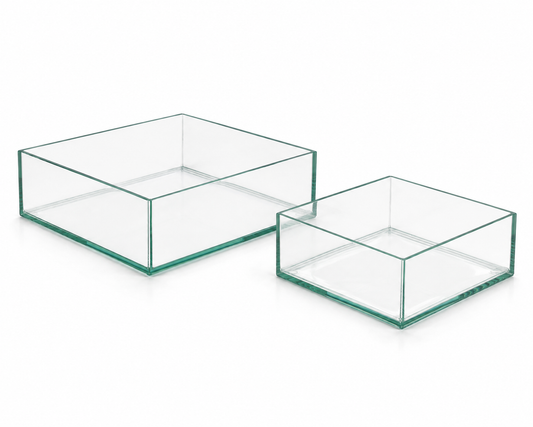 Square Glass Cube Vase - Flat